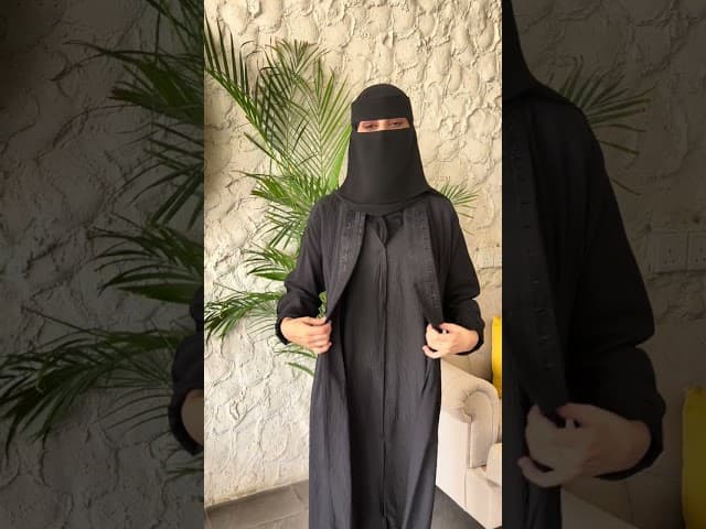 عباية كريب فستان مشبوك اسود